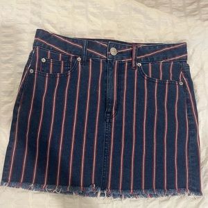 red white and blue- mini denim skirt